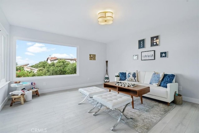 living room with light wood-type flooring