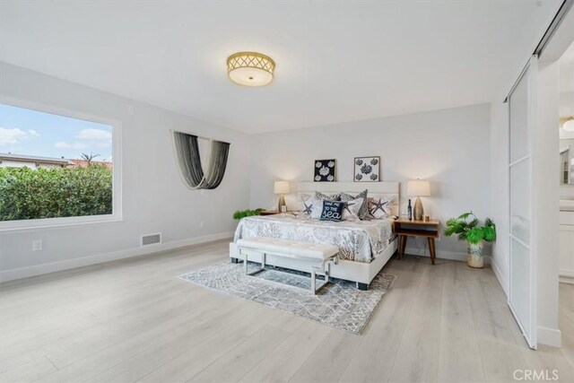 bedroom featuring light hardwood / wood-style floors