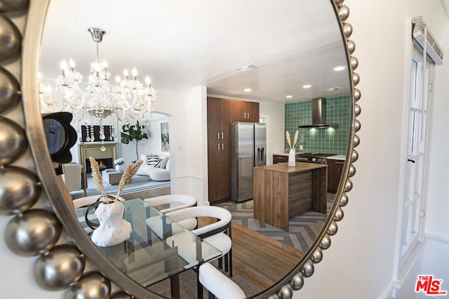 dining area with a chandelier