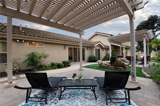 view of patio featuring a pergola