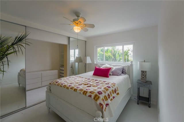 bedroom featuring ceiling fan