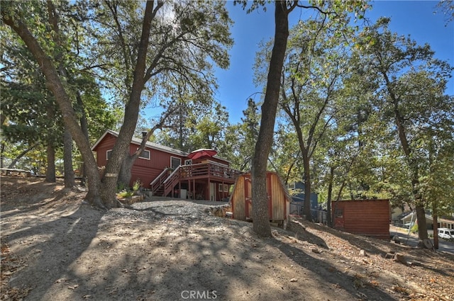 view of front of property featuring a deck