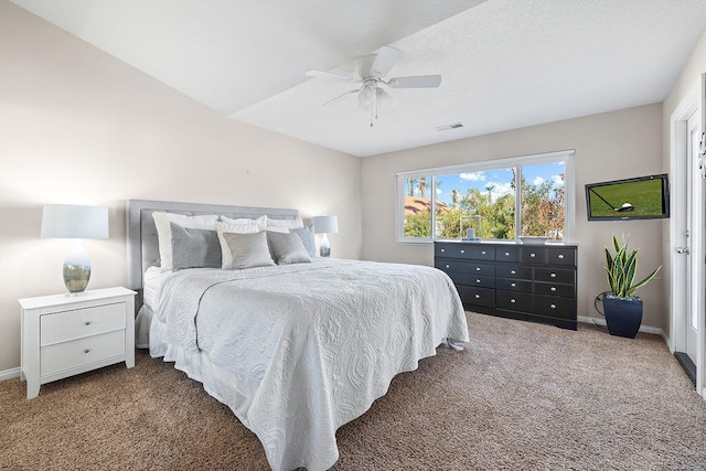 bedroom with carpet and ceiling fan