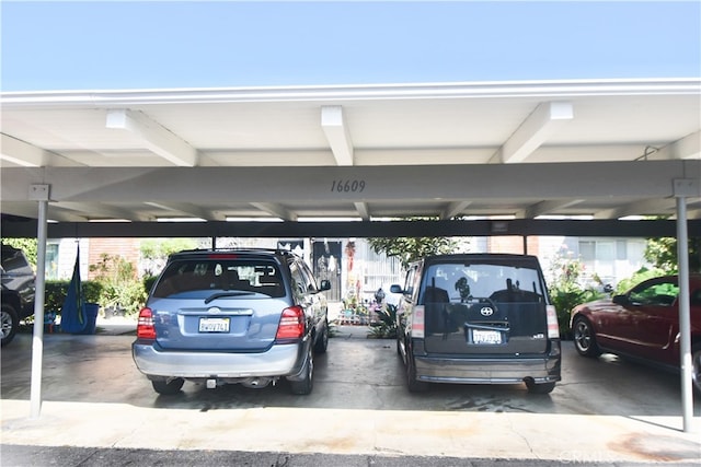 view of parking featuring a carport