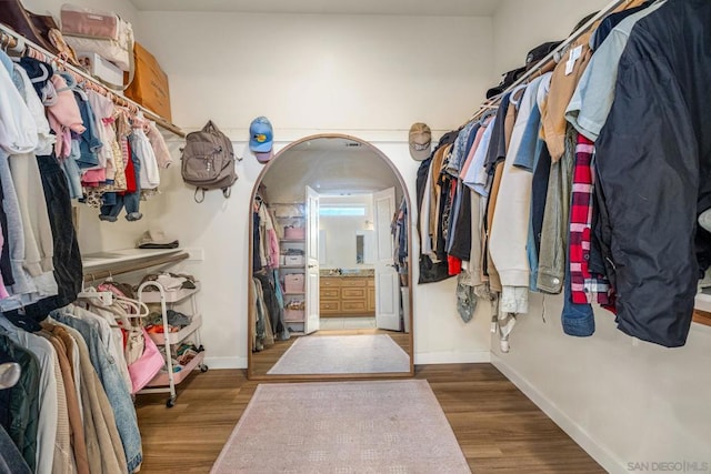 spacious closet featuring wood-type flooring