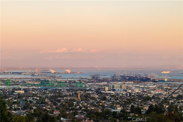 property's view of city featuring a water view