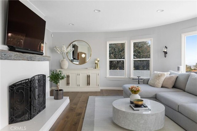 6401 Corsini Pl, Rancho Palos Verdes, CA 90275 - living area featuring wood finished floors, recessed lighting, and baseboards