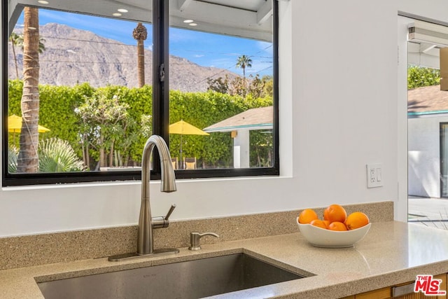 room details with a mountain view and sink