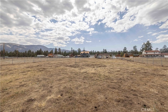 view of yard with a mountain view and a rural view