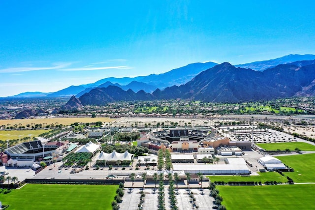 aerial view with a mountain view