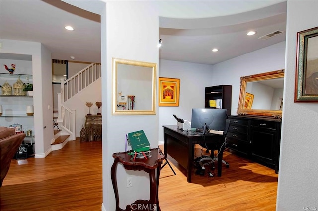 office area featuring hardwood / wood-style flooring