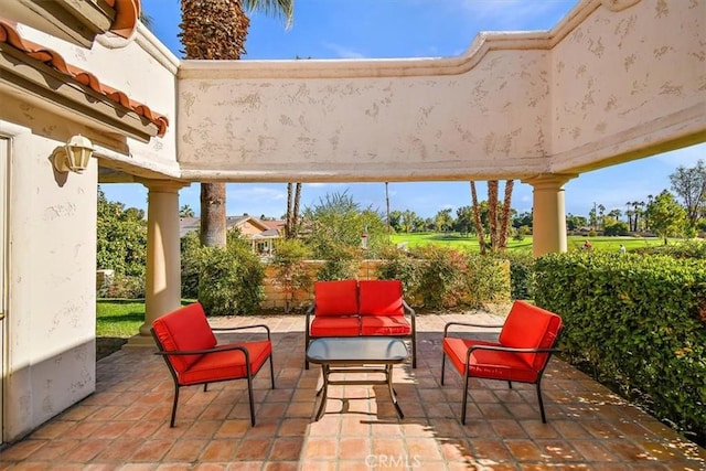 view of patio / terrace with a gazebo and an outdoor hangout area