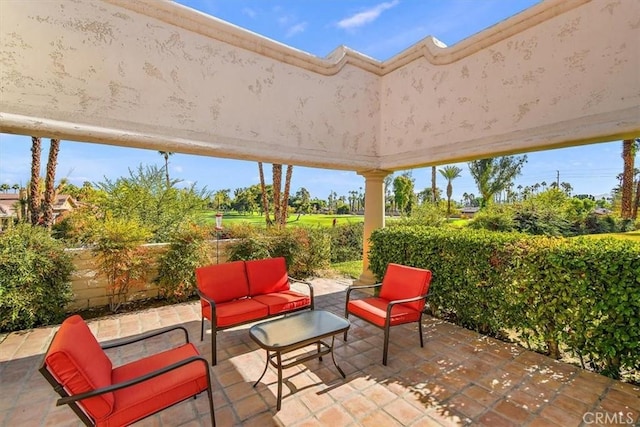 view of patio / terrace featuring an outdoor living space