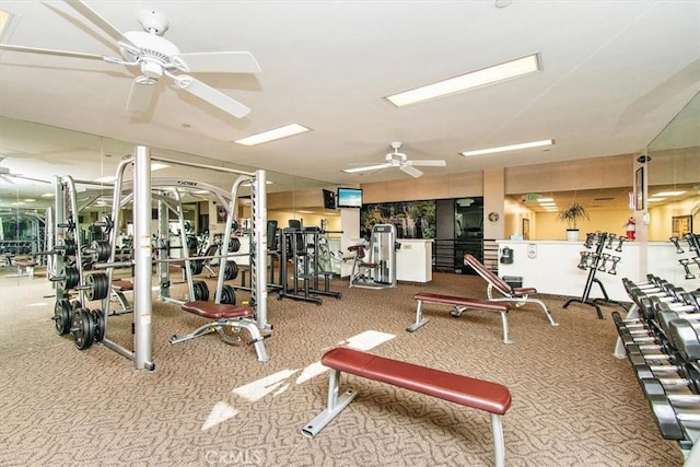 128 Desert Falls Dr E, Palm Desert, CA 92211 - gym with carpet and ceiling fan