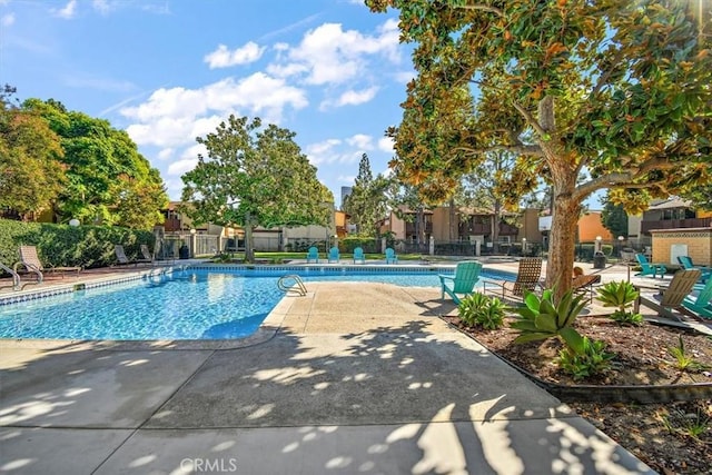 view of swimming pool with a patio area