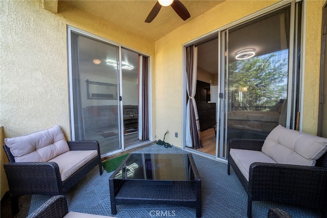 balcony with ceiling fan