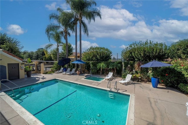 view of pool with a patio area