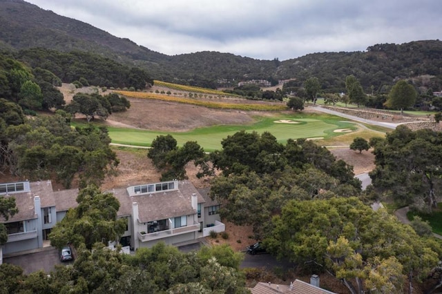 birds eye view of property with a mountain view