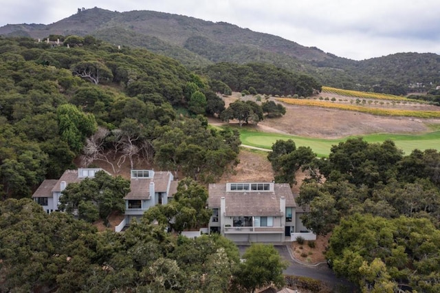 drone / aerial view with a mountain view