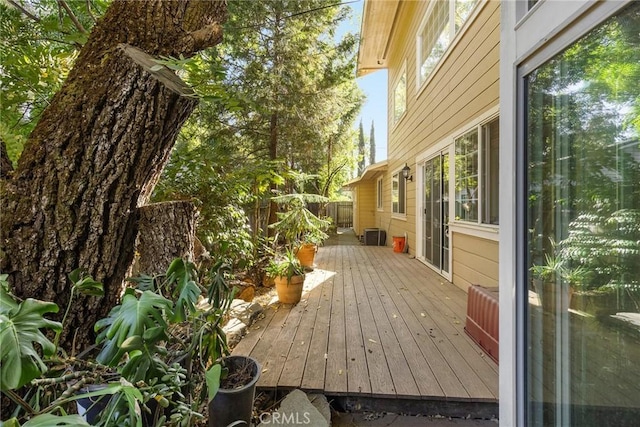 wooden terrace with central AC unit