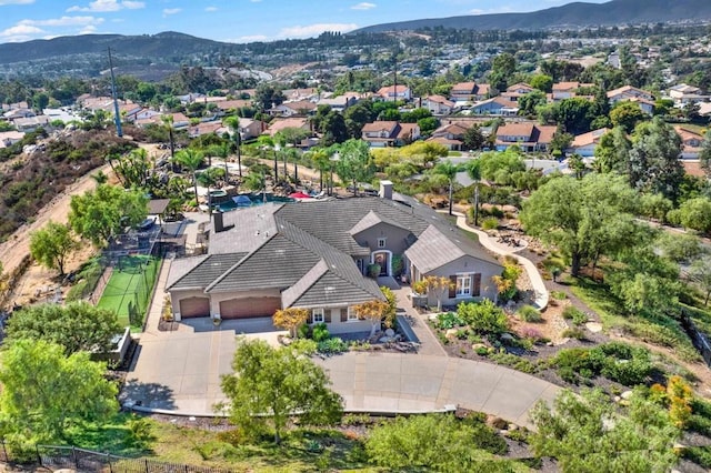 aerial view featuring a mountain view