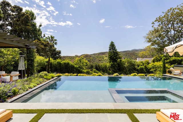 view of pool with an in ground hot tub