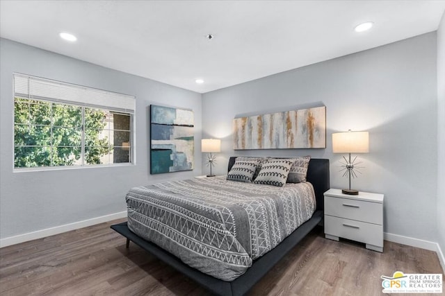 bedroom featuring dark wood-type flooring