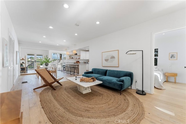 living room featuring light hardwood / wood-style flooring