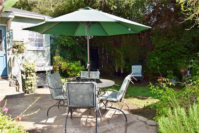 view of patio with area for grilling