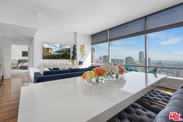 living room with hardwood / wood-style floors