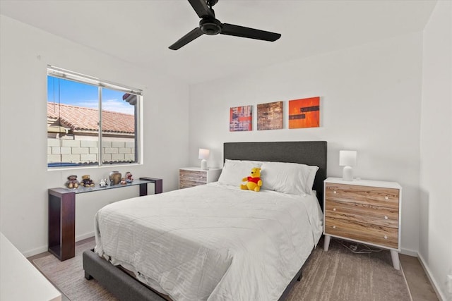 bedroom featuring ceiling fan