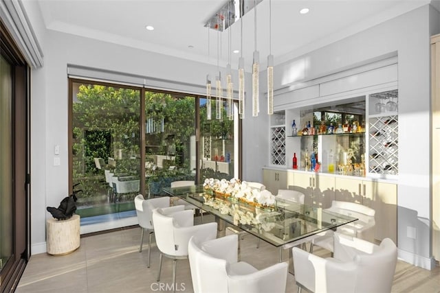 dining room with crown molding