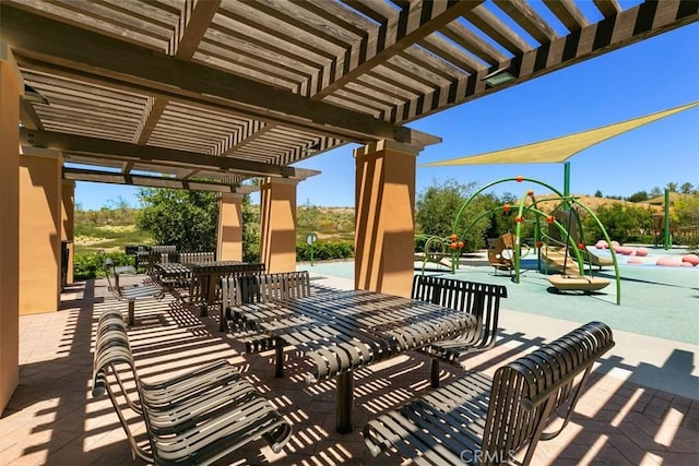 view of patio featuring a pergola