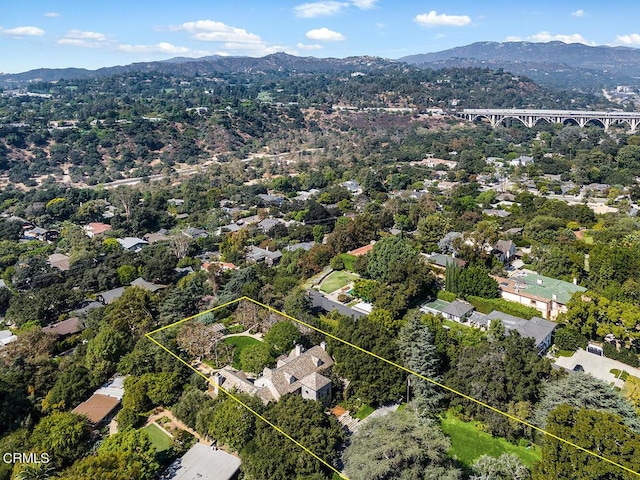 aerial view with a mountain view