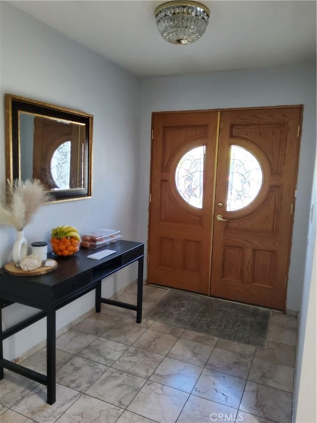 foyer entrance with french doors