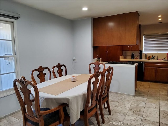 dining space with sink