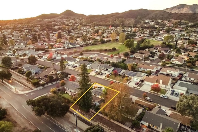 aerial view with a mountain view