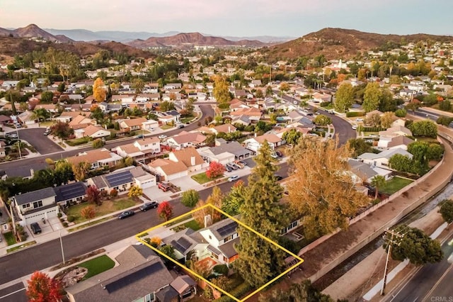 drone / aerial view with a mountain view