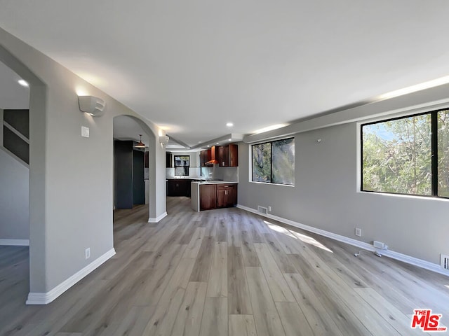 unfurnished living room with light hardwood / wood-style floors and a wealth of natural light