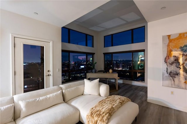 living room featuring dark hardwood / wood-style flooring