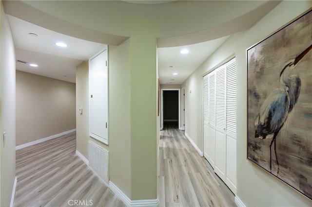 hall featuring light wood-type flooring