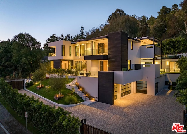 modern home featuring a balcony