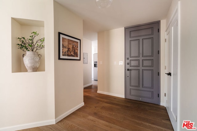 entrance foyer with dark hardwood / wood-style flooring