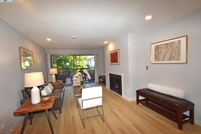 living room with light hardwood / wood-style floors