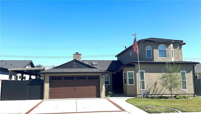 view of front of home featuring a garage and a front yard