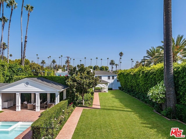 view of yard with a gazebo and a patio