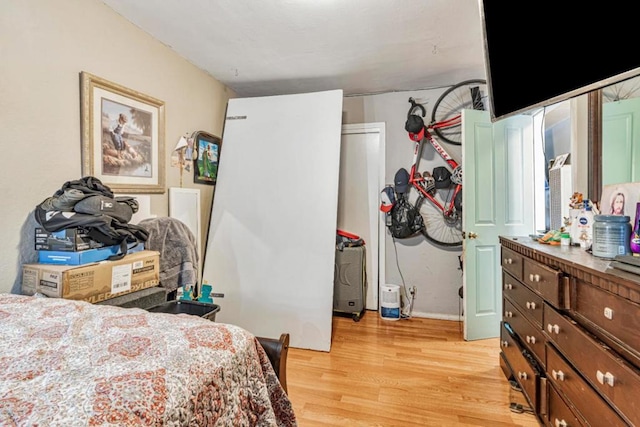 bedroom featuring a closet and light hardwood / wood-style flooring