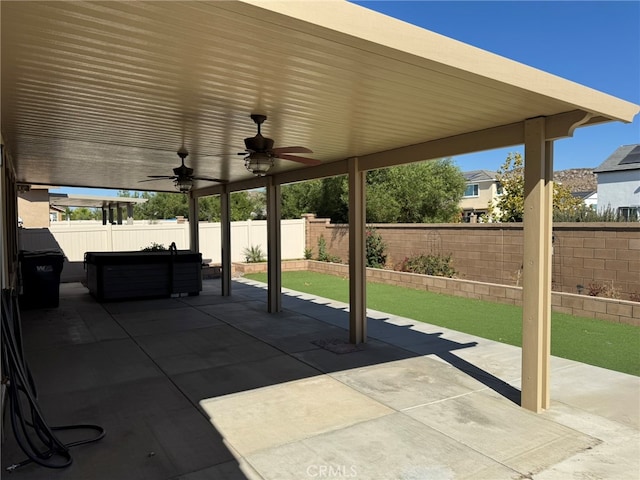 view of patio with ceiling fan