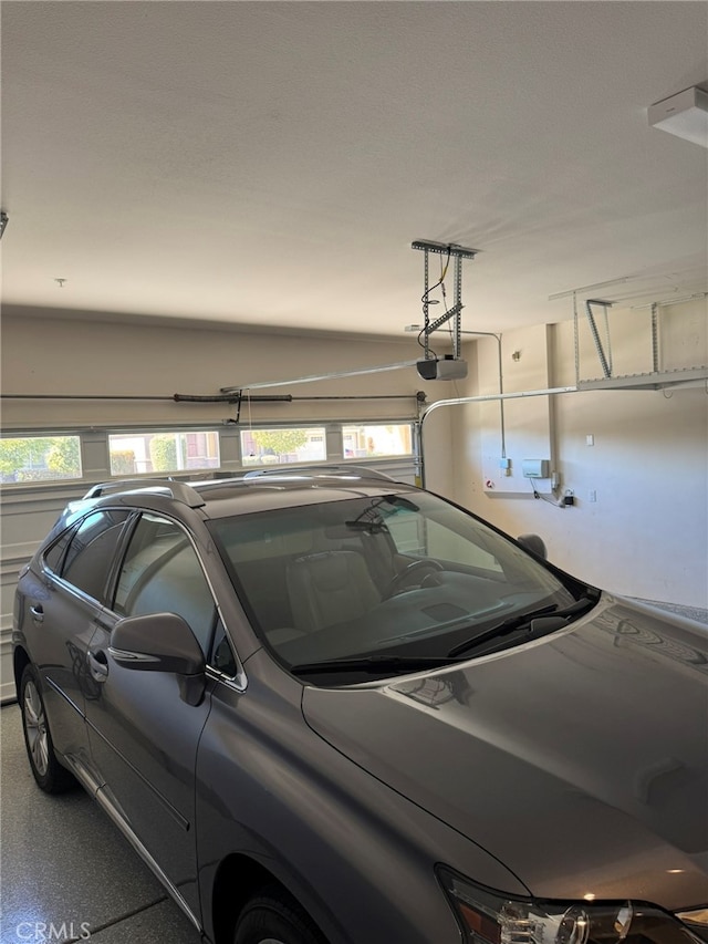 garage with a garage door opener