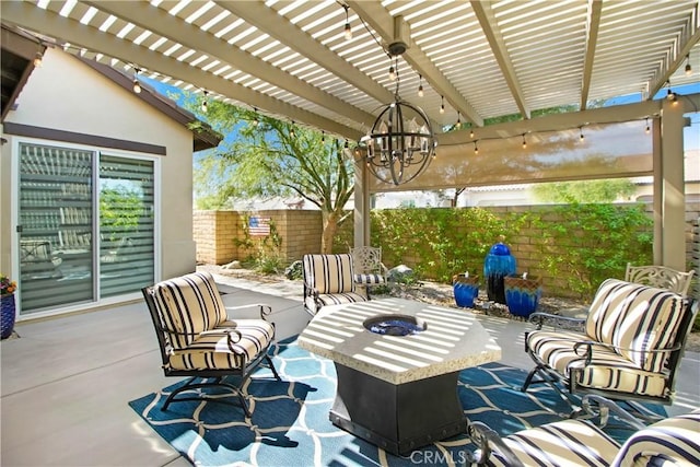 view of patio featuring a pergola